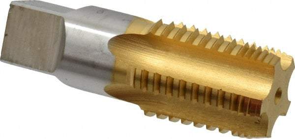 Hertel - 1 - 11-1/2 NPT, 5 Flutes, TiN Coated, High Speed Steel, Interrupted Thread Pipe Tap - Regular Hook - USA Tool & Supply