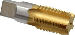 Hertel - 1 - 11-1/2 NPT, 5 Flutes, TiN Coated, High Speed Steel, Interrupted Thread Pipe Tap - Regular Hook - USA Tool & Supply