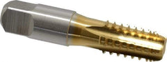 Hertel - 1/4-18 NPTF, 5 Flutes, TiN Coated, High Speed Steel, Interrupted Thread Pipe Tap - Regular Hook - Exact Industrial Supply