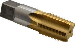Hertel - 3/4-14 NPTF, 5 Flutes, TiN Coated, High Speed Steel, Interrupted Thread Pipe Tap - Regular Hook - USA Tool & Supply