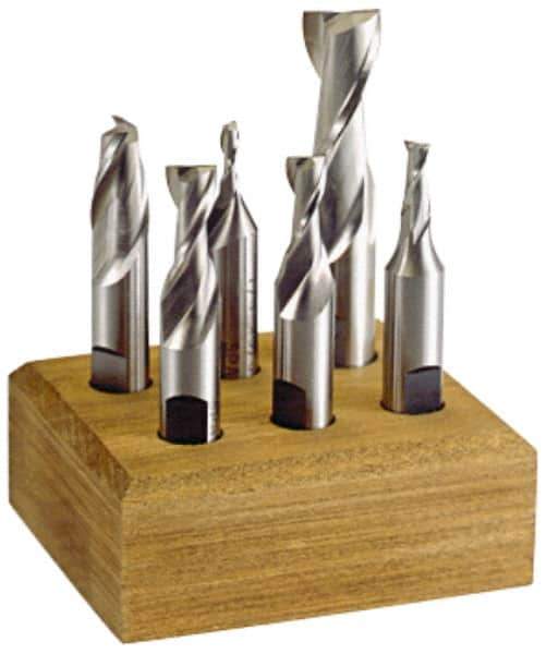 Hertel - 1/8 to 1/2", 2 Flute End Mill Set - Uncoated, Cobalt, 3/8, 1/2" Shank Diam, Centercutting - USA Tool & Supply