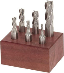 Hertel - 1/8 to 1/2", 4 Flute End Mill Set - Uncoated, Cobalt, 3/8, 1/2" Shank Diam, Centercutting - USA Tool & Supply