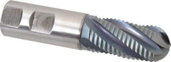 Hertel - 1" Diam, Coarse Pitch, 2" LOC, 5 Flute Cobalt Roughing Ball End Mill - TiCN Finish, 4-1/2" OAL, 1" Shank Diam, Single End, Centercutting, 30° Helix - USA Tool & Supply