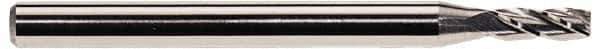 Accupro - 0.055", 0.165" LOC, 1/8" Shank Diam, 1-1/2" OAL, 4 Flute, Solid Carbide Square End Mill - Single End, Uncoated, Spiral Flute, 30° Helix, Centercutting, Series Miniature - USA Tool & Supply