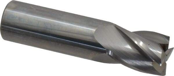 Hertel - 3/4", 1" LOC, 3/4" Shank Diam, 3" OAL, 4 Flute, Solid Carbide Square End Mill - Single End, Uncoated, Spiral Flute, 30° Helix, Centercutting, Right Hand Cut, Right Hand Flute - USA Tool & Supply