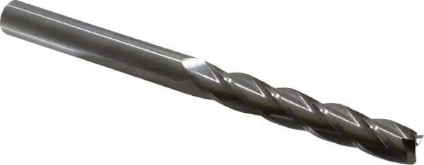 Hertel - 1/2", 3" LOC, 1/2" Shank Diam, 6" OAL, 4 Flute, Solid Carbide Square End Mill - Single End, Uncoated, Spiral Flute, 30° Helix, Centercutting, Right Hand Cut, Right Hand Flute - USA Tool & Supply