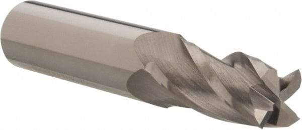 Hertel - 11/16", 1-1/2" LOC, 3/4" Shank Diam, 4" OAL, 4 Flute, Solid Carbide Square End Mill - Single End, Uncoated, Spiral Flute, 30° Helix, Centercutting, Right Hand Cut, Right Hand Flute - USA Tool & Supply