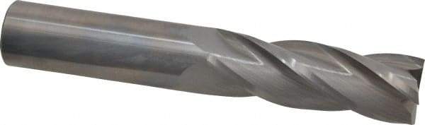 Hertel - 1", 3" LOC, 1" Shank Diam, 6" OAL, 4 Flute, Solid Carbide Square End Mill - Single End, Uncoated, Spiral Flute, 30° Helix, Centercutting, Right Hand Cut, Right Hand Flute - USA Tool & Supply