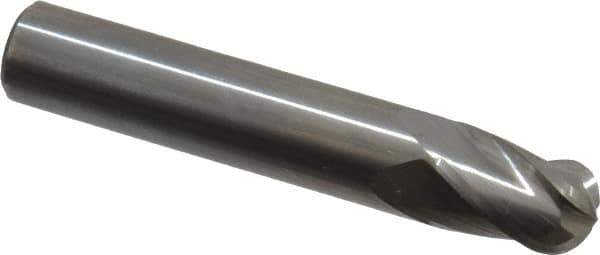Hertel - 7/16" Diam, 5/8" LOC, 4 Flute Solid Carbide Ball End Mill - Uncoated, Single End, 2-1/2" OAL, 7/16" Shank Diam - USA Tool & Supply