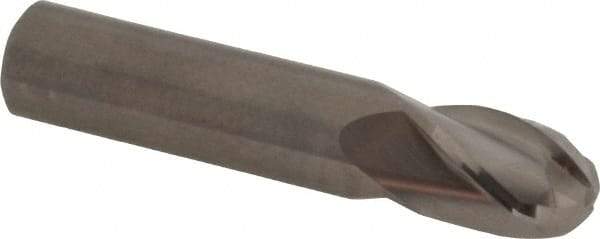 Hertel - 1/2" Diam, 5/8" LOC, 4 Flute Solid Carbide Ball End Mill - Uncoated, Single End, 2-1/2" OAL, 1/2" Shank Diam - USA Tool & Supply