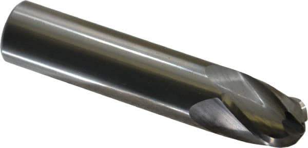 Hertel - 5/8" Diam, 3/4" LOC, 4 Flute Solid Carbide Ball End Mill - Uncoated, Single End, 3" OAL, 5/8" Shank Diam - USA Tool & Supply