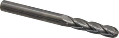 Hertel - 3/8" Diam, 1-3/4" LOC, 4 Flute Solid Carbide Ball End Mill - Uncoated, Single End, 4" OAL, 3/8" Shank Diam - USA Tool & Supply