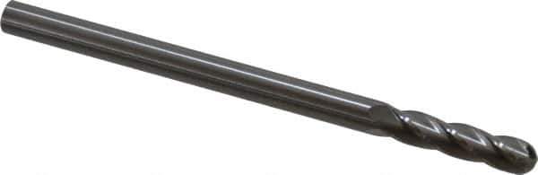 Hertel - 3/8" Diam, 1-1/2" LOC, 4 Flute Solid Carbide Ball End Mill - Uncoated, Single End, 6" OAL, 3/8" Shank Diam - USA Tool & Supply