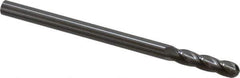 Hertel - 3/8" Diam, 1-1/2" LOC, 4 Flute Solid Carbide Ball End Mill - Uncoated, Single End, 6" OAL, 3/8" Shank Diam - USA Tool & Supply