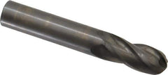 Hertel - 9/16" Diam, 1-1/4" LOC, 4 Flute Solid Carbide Ball End Mill - Uncoated, Single End, 3-1/2" OAL, 9/16" Shank Diam - USA Tool & Supply