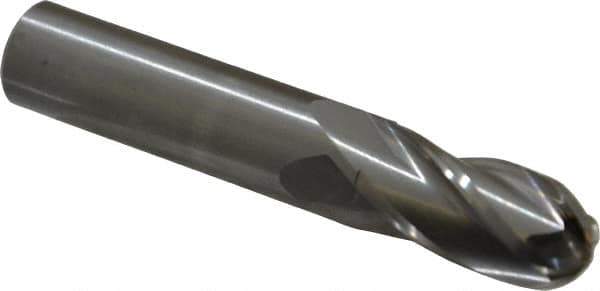 Hertel - 5/8" Diam, 1-1/4" LOC, 4 Flute Solid Carbide Ball End Mill - Uncoated, Single End, 3-1/2" OAL, 5/8" Shank Diam - USA Tool & Supply