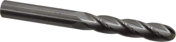 Hertel - 5/8" Diam, 3" LOC, 4 Flute Solid Carbide Ball End Mill - Uncoated, Single End, 6" OAL, 5/8" Shank Diam - USA Tool & Supply