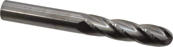 Hertel - 3/4" Diam, 3" LOC, 4 Flute Solid Carbide Ball End Mill - Uncoated, Single End, 6" OAL, 3/4" Shank Diam - USA Tool & Supply