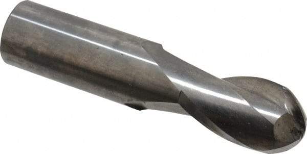 Hertel - 7/8" Diam, 1-1/2" LOC, 4 Flute Solid Carbide Ball End Mill - Uncoated, Single End, 4" OAL, 7/8" Shank Diam - USA Tool & Supply