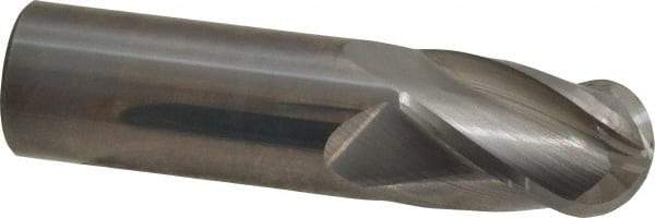 Hertel - 1" Diam, 1-1/2" LOC, 4 Flute Solid Carbide Ball End Mill - Uncoated, Single End, 4" OAL, 1" Shank Diam - USA Tool & Supply
