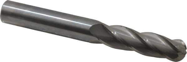 Hertel - 5/8" Diam, 2-1/4" LOC, 4 Flute Solid Carbide Ball End Mill - Uncoated, Single End, 5" OAL, 5/8" Shank Diam - USA Tool & Supply