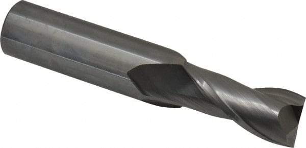 Hertel - 11/16", 1-3/8" LOC, 3/4" Shank Diam, 4" OAL, 2 Flute, Solid Carbide Square End Mill - Single End, Uncoated, Spiral Flute, 30° Helix, Centercutting, Right Hand Cut - USA Tool & Supply