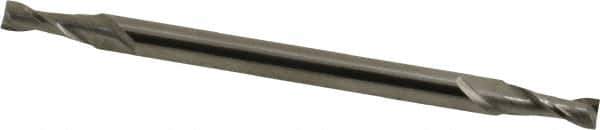 Hertel - 5/32", 7/16" LOC, 3/16" Shank Diam, 3" OAL, 2 Flute, Solid Carbide Square End Mill - Double End, Uncoated, Spiral Flute, 30° Helix, Centercutting, Right Hand Cut - USA Tool & Supply