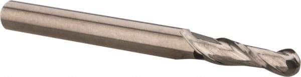 Hertel - 7/16" Diam, 2" LOC, 2 Flute Solid Carbide Ball End Mill - Uncoated, Single End, 4" OAL, 7/16" Shank Diam, Spiral Flute - USA Tool & Supply