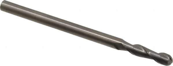Hertel - 3/8" Diam, 1-1/2" LOC, 2 Flute Solid Carbide Ball End Mill - Uncoated, Single End, 6" OAL, 3/8" Shank Diam - USA Tool & Supply