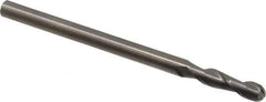 Hertel - 3/8" Diam, 1-1/2" LOC, 2 Flute Solid Carbide Ball End Mill - Uncoated, Single End, 6" OAL, 3/8" Shank Diam - USA Tool & Supply