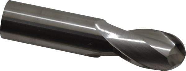 Hertel - 7/8" Diam, 1-1/2" LOC, 2 Flute Solid Carbide Ball End Mill - Uncoated, Single End, 4" OAL, 7/8" Shank Diam - USA Tool & Supply