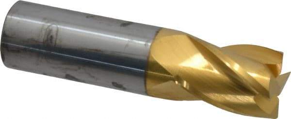 Hertel - 3/4", 1" LOC, 3/4" Shank Diam, 3" OAL, 4 Flute, Solid Carbide Square End Mill - Single End, TiN Finish, Spiral Flute, 30° Helix, Centercutting, Right Hand Cut, Right Hand Flute - USA Tool & Supply