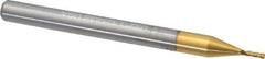 Hertel - 1/32", 3/32" LOC, 1/8" Shank Diam, 1-1/2" OAL, 4 Flute, Solid Carbide Square End Mill - Single End, TiN Finish, Spiral Flute, 30° Helix, Centercutting, Right Hand Cut, Right Hand Flute - USA Tool & Supply
