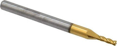 Hertel - 1/16", 3/16" LOC, 1/8" Shank Diam, 1-1/2" OAL, 4 Flute, Solid Carbide Square End Mill - Single End, TiN Finish, Spiral Flute, 30° Helix, Centercutting, Right Hand Cut, Right Hand Flute - USA Tool & Supply