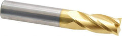 Hertel - 9/16", 1-1/4" LOC, 9/16" Shank Diam, 3-1/2" OAL, 4 Flute, Solid Carbide Square End Mill - Single End, TiN Finish, Spiral Flute, 30° Helix, Centercutting, Right Hand Cut, Right Hand Flute - USA Tool & Supply