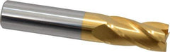 Hertel - 5/8", 1-1/4" LOC, 5/8" Shank Diam, 3-1/2" OAL, 4 Flute, Solid Carbide Square End Mill - Single End, TiN Finish, Spiral Flute, 30° Helix, Centercutting, Right Hand Cut - USA Tool & Supply