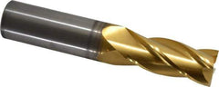 Hertel - 11/16", 1-3/8" LOC, 3/4" Shank Diam, 4" OAL, 4 Flute, Solid Carbide Square End Mill - Single End, TiN Finish, Spiral Flute, 30° Helix, Centercutting, Right Hand Cut - USA Tool & Supply