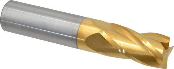 Hertel - 3/4", 1-1/2" LOC, 3/4" Shank Diam, 4" OAL, 4 Flute, Solid Carbide Square End Mill - Single End, TiN Finish, Spiral Flute, 30° Helix, Centercutting, Right Hand Cut - USA Tool & Supply