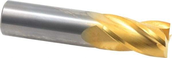 Hertel - 7/8", 1-1/2" LOC, 7/8" Shank Diam, 4" OAL, 4 Flute, Solid Carbide Square End Mill - Single End, TiN Finish, Spiral Flute, 30° Helix, Centercutting, Right Hand Cut - USA Tool & Supply