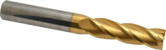 Hertel - 5/8", 2-1/4" LOC, 5/8" Shank Diam, 5" OAL, 4 Flute, Solid Carbide Square End Mill - Single End, TiN Finish, Spiral Flute, 30° Helix, Centercutting, Right Hand Cut - USA Tool & Supply