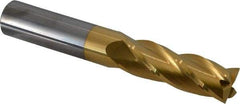 Hertel - 3/4", 2-1/4" LOC, 3/4" Shank Diam, 5" OAL, 4 Flute, Solid Carbide Square End Mill - Single End, TiN Finish, Spiral Flute, 30° Helix, Centercutting, Right Hand Cut - USA Tool & Supply