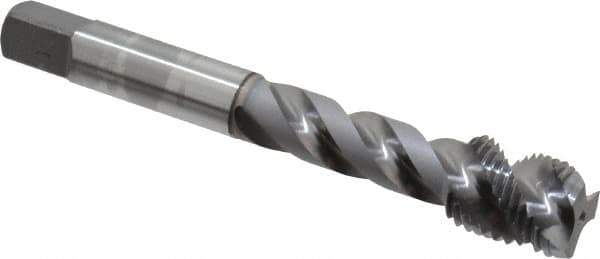 OSG - 1/2-20 UNF 3 Flute 2B Modified Bottoming Spiral Flute Tap - Vanadium High Speed Steel, TiCN Finish, 3-3/8" OAL, Right Hand Flute, Right Hand Thread, H5, Series 290 - USA Tool & Supply