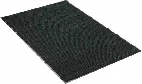 PRO-SAFE - 6 Ft. Long x 4 Ft. Wide, Poly Blended Carpet Surface, Ribbed Entrance Matting - 5/16 Inch Thick, Indoor, Medium Traffic, Vinyl, Green - USA Tool & Supply