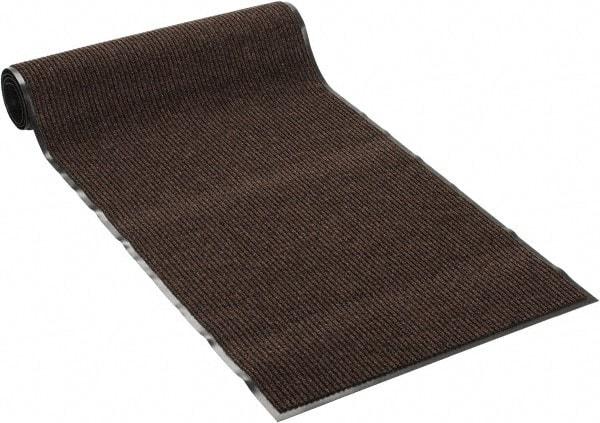 PRO-SAFE - 10 Ft. Long x 3 Ft. Wide, Poly Blended Carpet Surface, Ribbed Entrance Matting - 5/16 Inch Thick, Indoor, Medium Traffic, Vinyl, Brown - USA Tool & Supply