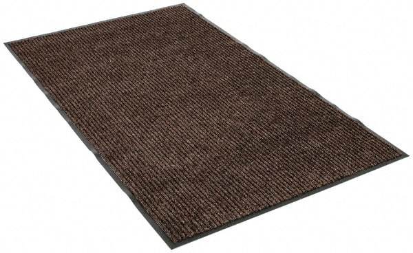PRO-SAFE - 5 Ft. Long x 3 Ft. Wide, Poly Blended Carpet Surface, Ribbed Entrance Matting - 5/16 Inch Thick, Indoor, Medium Traffic, Vinyl, Brown - USA Tool & Supply