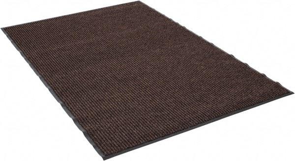 PRO-SAFE - 6 Ft. Long x 4 Ft. Wide, Poly Blended Carpet Surface, Ribbed Entrance Matting - 5/16 Inch Thick, Indoor, Medium Traffic, Vinyl, Brown - USA Tool & Supply