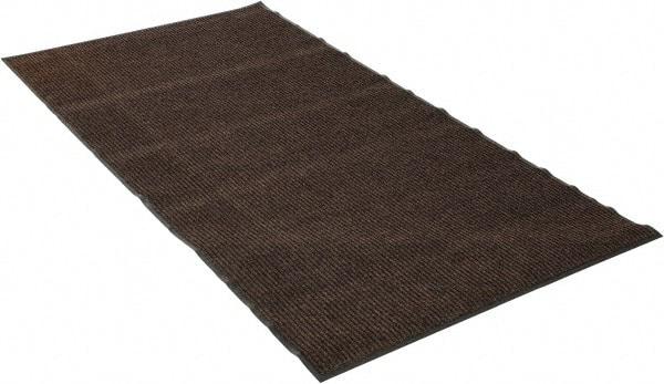 PRO-SAFE - 8 Ft. Long x 4 Ft. Wide, Poly Blended Carpet Surface, Ribbed Entrance Matting - 5/16 Inch Thick, Indoor, Medium Traffic, Vinyl, Brown - USA Tool & Supply