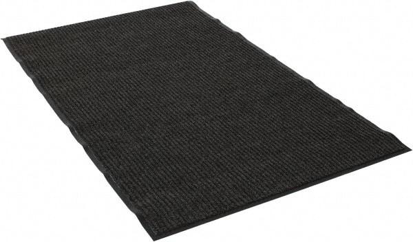 PRO-SAFE - 5 Ft. Long x 3 Ft. Wide, Poly Blended Carpet Surface, Ribbed Entrance Matting - 5/16 Inch Thick, Indoor, Medium Traffic, Vinyl, Gray - USA Tool & Supply