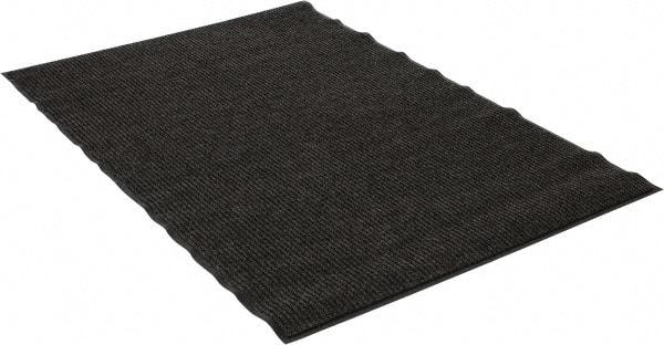 PRO-SAFE - 6 Ft. Long x 4 Ft. Wide, Poly Blended Carpet Surface, Ribbed Entrance Matting - 5/16 Inch Thick, Indoor, Medium Traffic, Vinyl, Gray - USA Tool & Supply