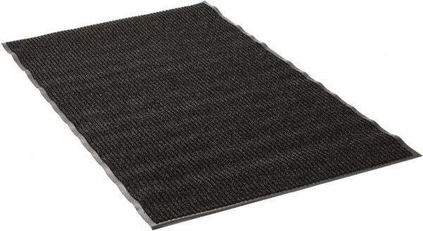 PRO-SAFE - 5 Ft. Long x 3 Ft. Wide, Poly Blended Carpet Surface, Ribbed Entrance Matting - 5/16 Inch Thick, Indoor, Medium Traffic, Vinyl, Black - USA Tool & Supply